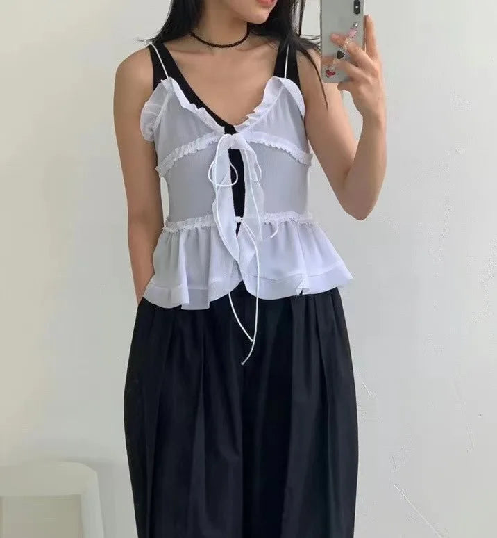 Women's Rave Festival Sleeveless Chiffon Cami Backless Top