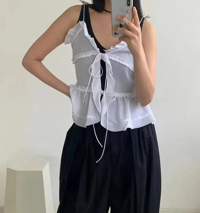 Women's Rave Festival Sleeveless Chiffon Cami Backless Top