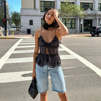 Women's Rave Festival Blouse Chiffon Cami Backless Top