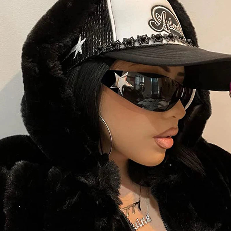 Punk Rebel Rocker Y2K Wrap Hollywood Star Sunglasses