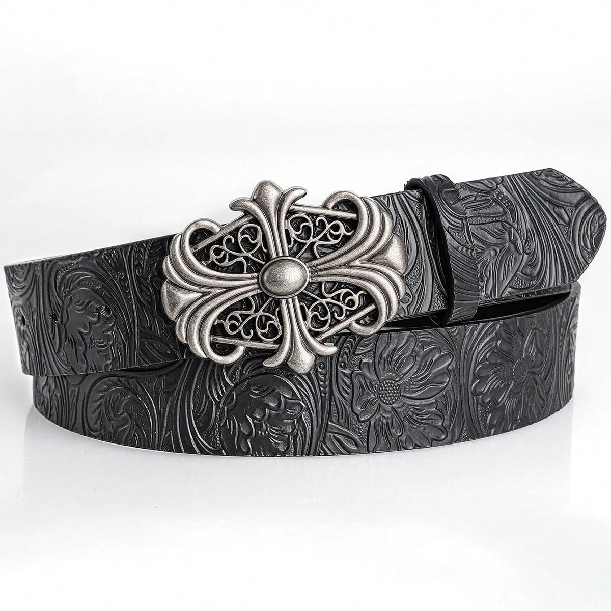 Retro Men's Belt Bohemian Hollow Ornate Buckle Punk Gothic Rock