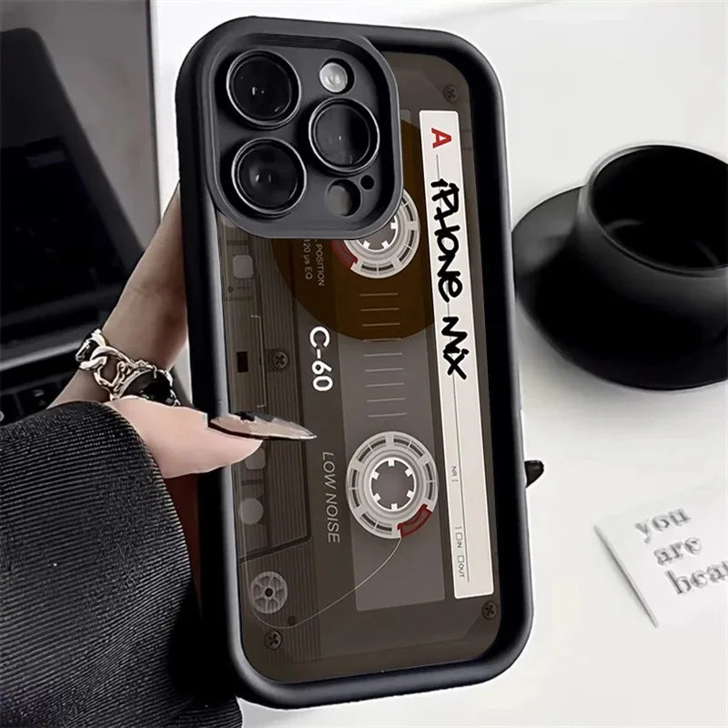 Retro Mix Tape Cassette iPhone Case Old School Shockproof Cover