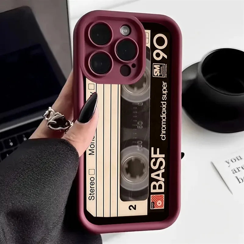 Retro Mix Tape Cassette iPhone Case Old School Shockproof Cover