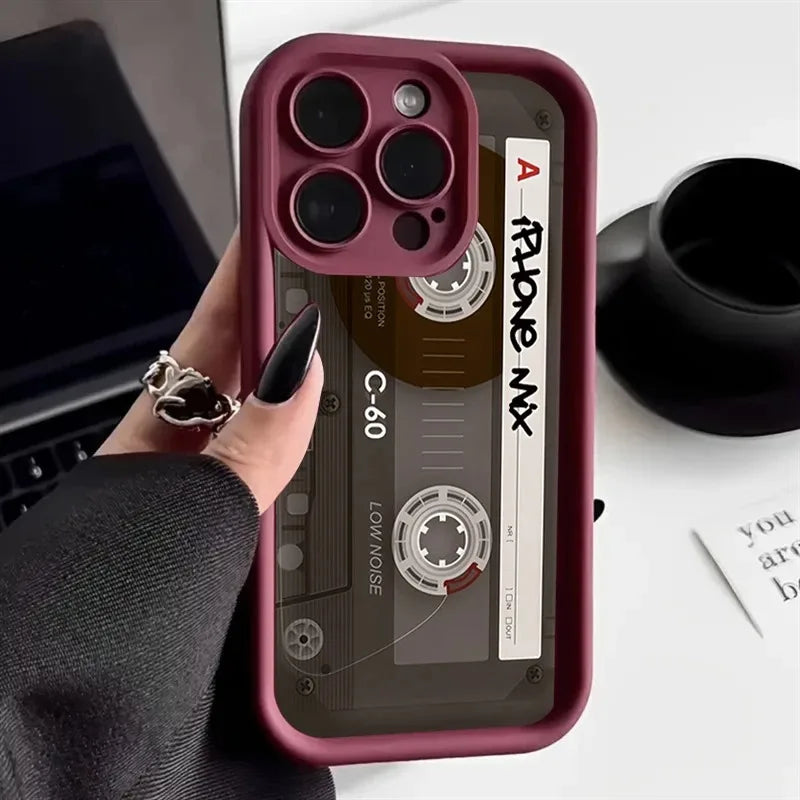 Retro Mix Tape Cassette iPhone Case Old School Shockproof Cover
