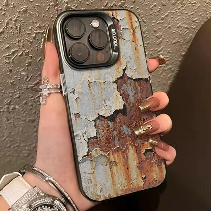 Retro Industrial Style Rusty Phone Case for iPhone 17 16 15 14 13 12 11 Pro Max Mini X XR XSMAX Plus