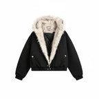 Hooded Fur Jacket Punk Vintage Retro Unisex