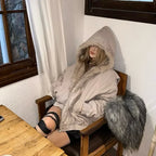 Hooded Fur Jacket Punk Vintage Retro Unisex