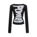 Retro T-shirt Women's Button Sleeve Cuffs Gothic Grunge Emo