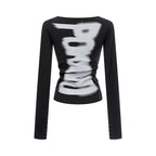 Retro T-shirt Women's Button Sleeve Cuffs Gothic Grunge Emo