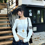 Retro T-shirt Women's Button Sleeve Cuffs Gothic Grunge Emo