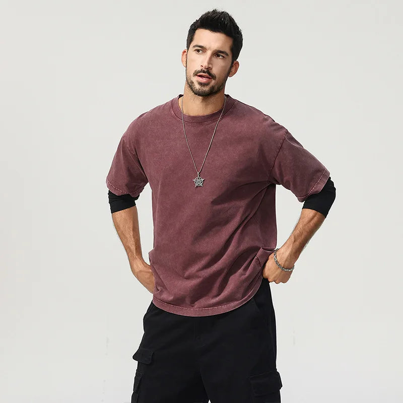 Retro Washed Double Layered Long Sleeve T-Shirt