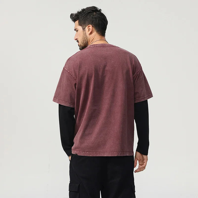 Retro Washed Double Layered Long Sleeve T-Shirt