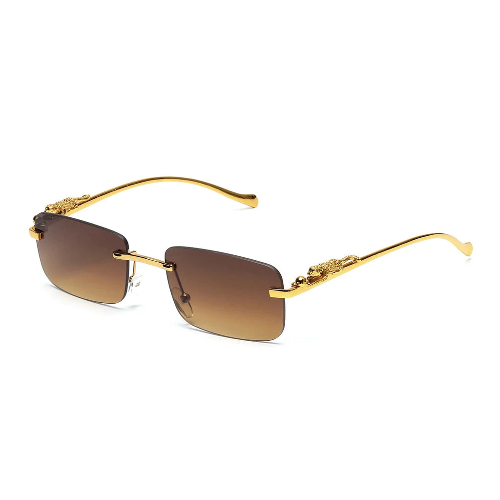 Rimless Sunglasses UV400 Fashion Square Metal Glasses Unisex