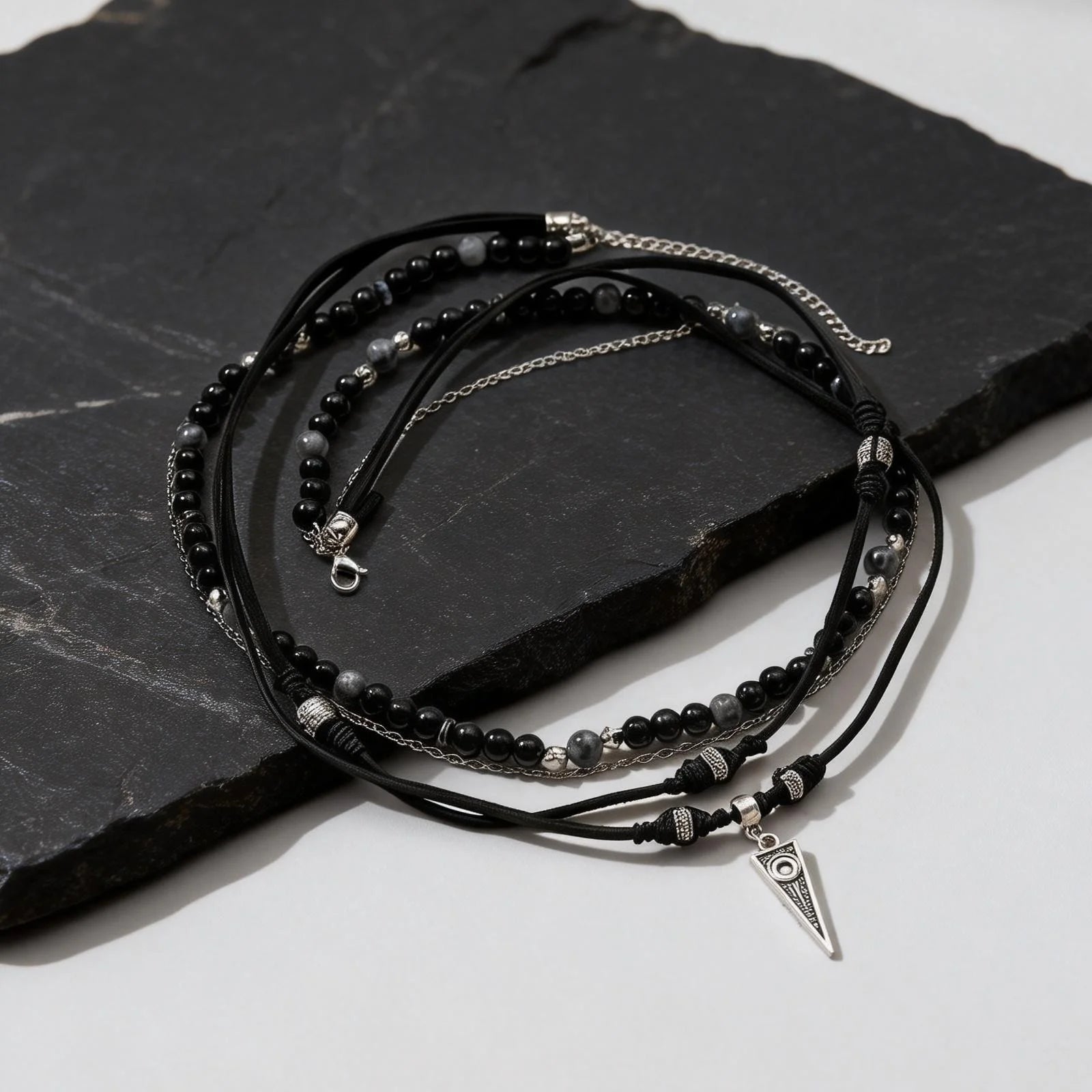 Rock Punk Multi-Layer Leather Necklace With Pendant