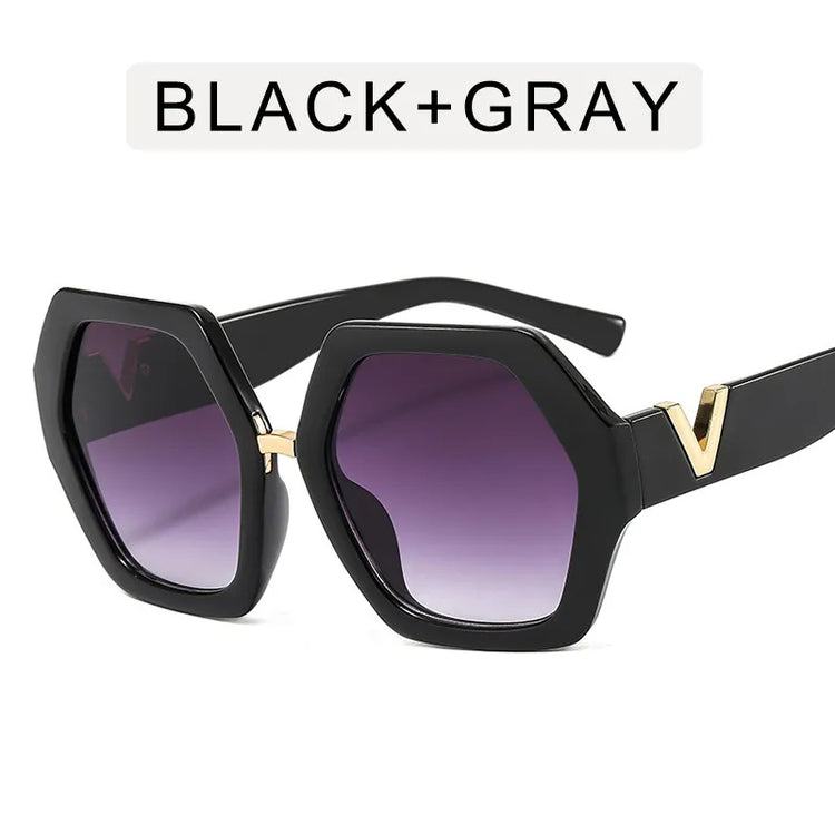 Big-Frame Hexagon Fashion Sunglasses Women's Oversized Eyewear Sunnies