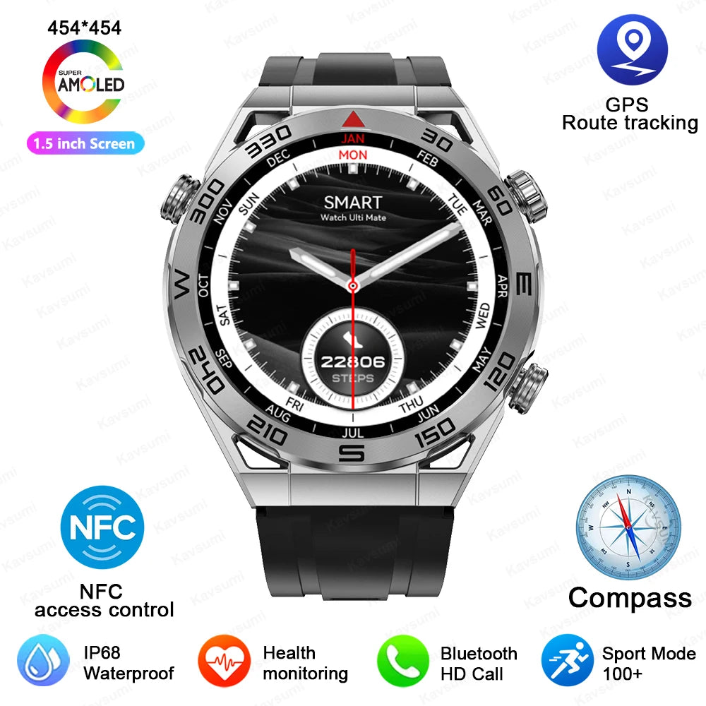 Smartwatch GPS Compass NFC ECG+PPG Health Fitness Tracker Heart Monitor Bluetooth Calling