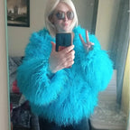 Fluffy Feathers Party Jacket Shaggy Carnival Cabaret Showgirls Fancy Dress Top Faux Fur