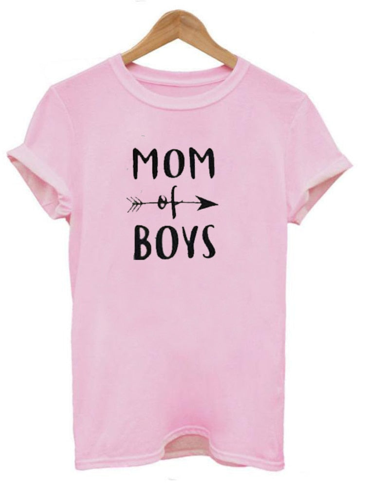 "Mom Of Boys" - Women's Motivational Positivity T-shirt / Mothers / Sons / Kids / Children