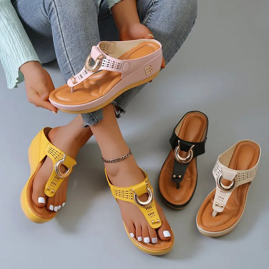 Roman-Style Platform Summer Shoes Slides Beach Sandals Comfortable Wedges