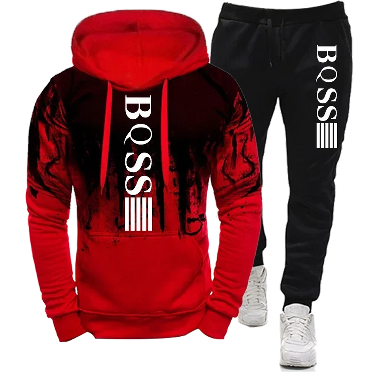 2pcs Set Tracksuit Hoodie Sweatshirt & Pants Splash Ink Print Sports Combo