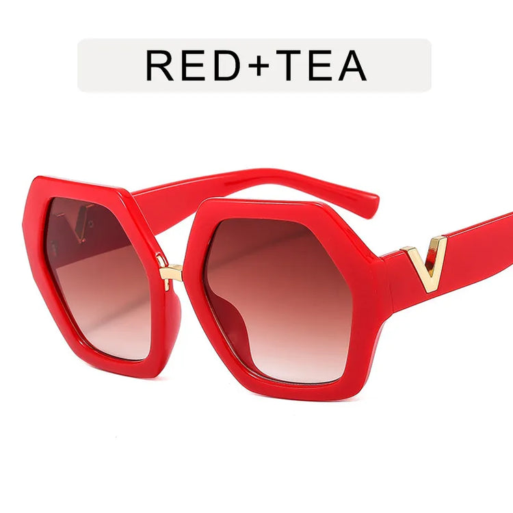 Big-Frame Hexagon Fashion Sunglasses Women's Oversized Eyewear Sunnies