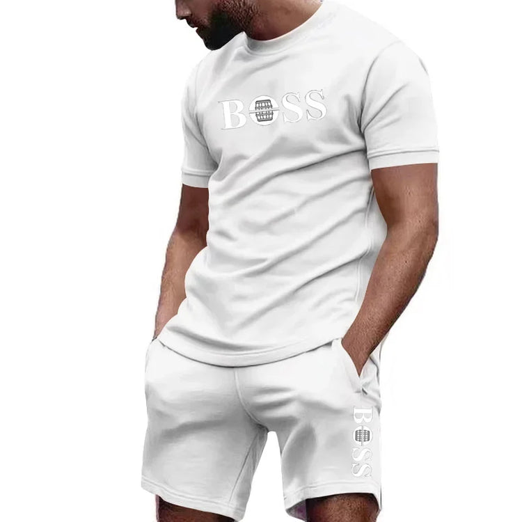 Men's Outfit Set T-shirt + Shorts 2pcs Combo Sportstwear Summer Fitness Clothes