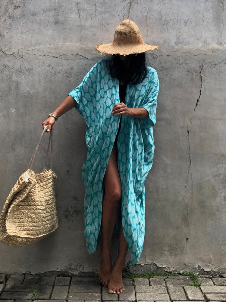 Beach Cover Up Kimono-Style Swimsuit Wrap Resort Wear Bikini Cape