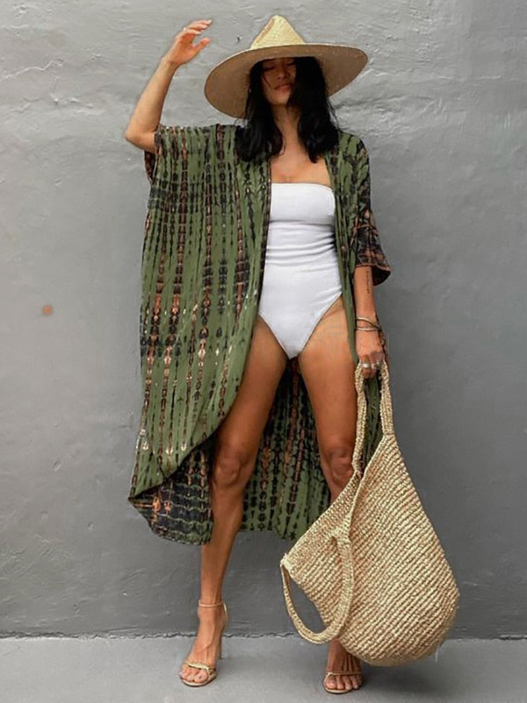 Beach Cover Up Kimono-Style Swimsuit Wrap Resort Wear Bikini Cape