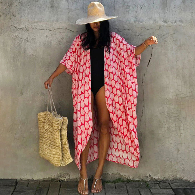 Beach Cover Up Kimono-Style Swimsuit Wrap Resort Wear Bikini Cape