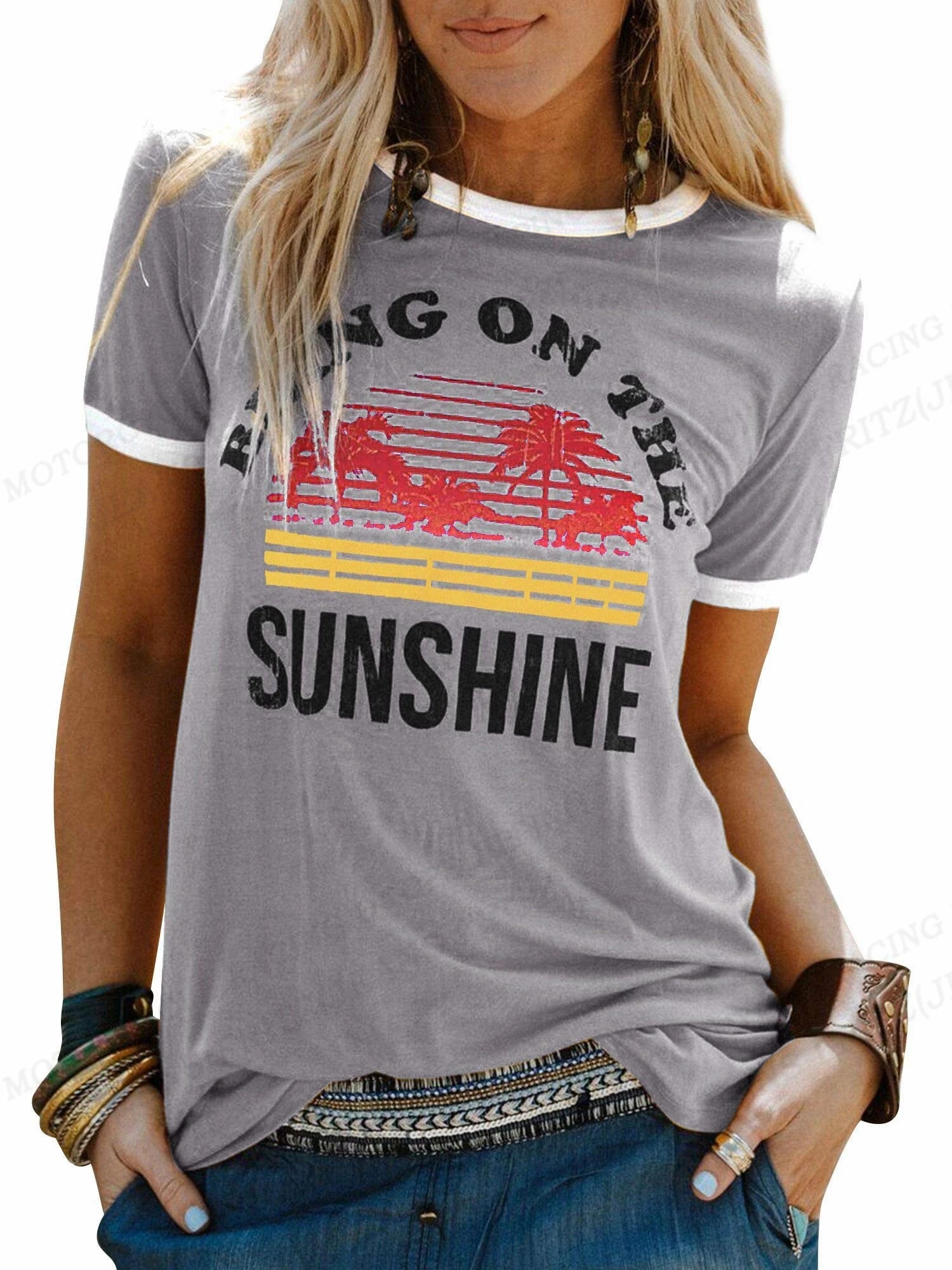 "Bring On The Sunshine" Groovy T-shirt - Trendy Summer Top