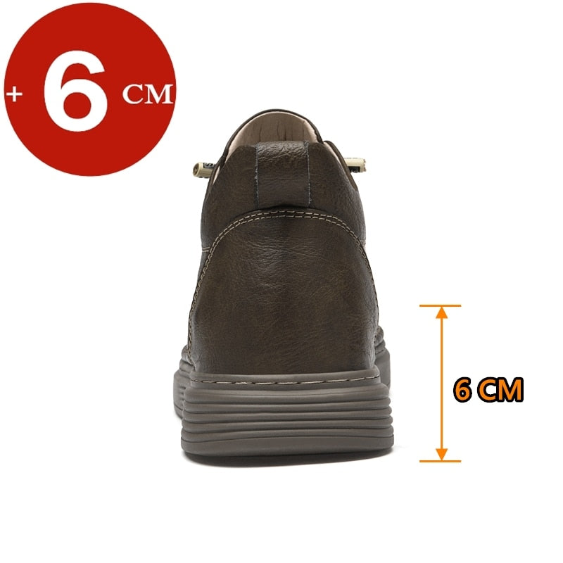 Elevator 6cm Height-Boosting Genuine-Leather Heightening Tall Shoes