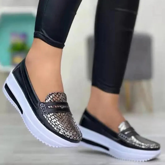 Thick-Bottom Wedge Slip-On Shoes Platform Lightweight Flats Loafers Women's