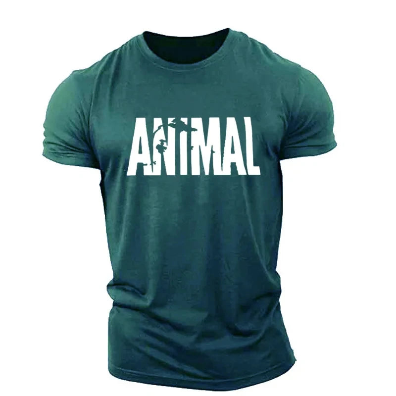 Animal Letters T-shirt Short Sleeve O-Neck Sportswear Funny Tee Oversize Plus Sizes