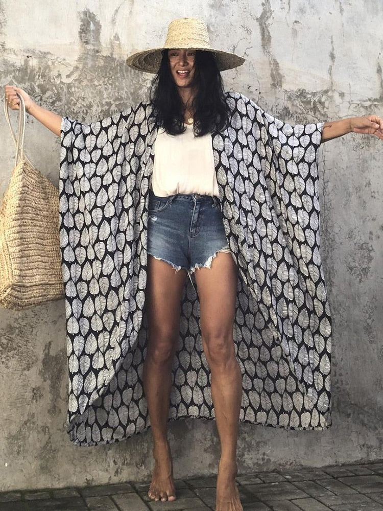 Beach Cover Up Kimono-Style Swimsuit Wrap Resort Wear Bikini Cape