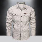 Cargo Shirt Long-Sleeve Cotton Rancher-Style Plus Sizes