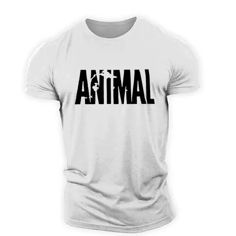 Animal Letters T-shirt Short Sleeve O-Neck Sportswear Funny Tee Oversize Plus Sizes