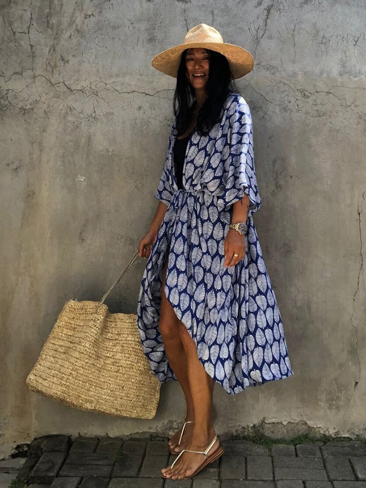 Beach Wrap Bikini Swimwear Cover Up Kimono-Style Resort Wear Sarong