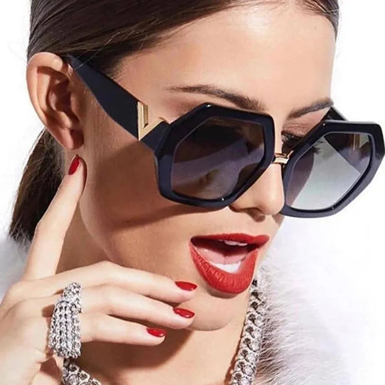 Big-Frame Hexagon Fashion Sunglasses Women's Oversized Eyewear Sunnies