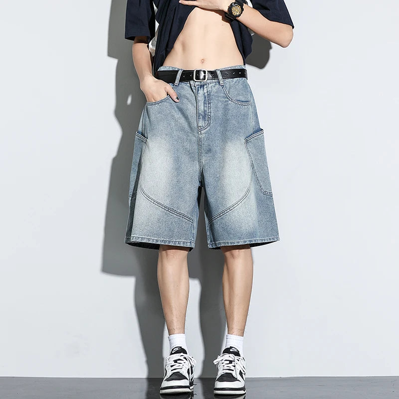 Baggy Denim Shorts Loose Wide Leg Jorts Vintage Wash Streetwear