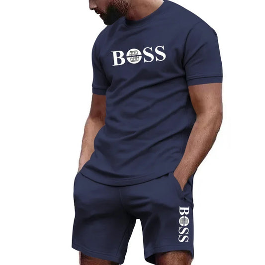 Men's Outfit Set T-shirt + Shorts 2pcs Combo Sportstwear Summer Fitness Clothes