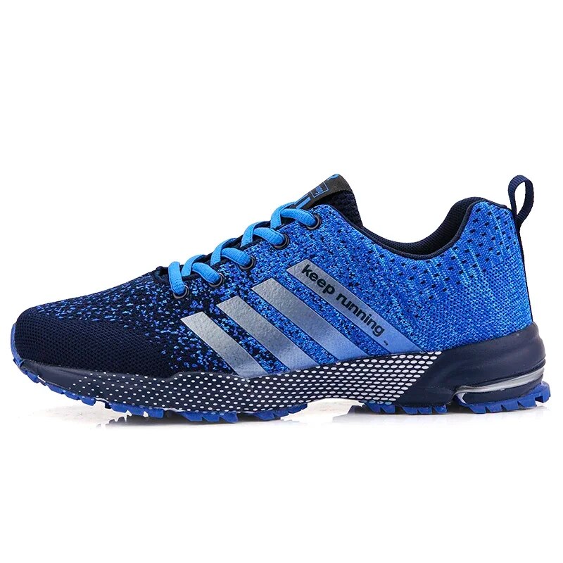 Sports Sneakers Stripes Gradient Pattern Breathable Running Shoes