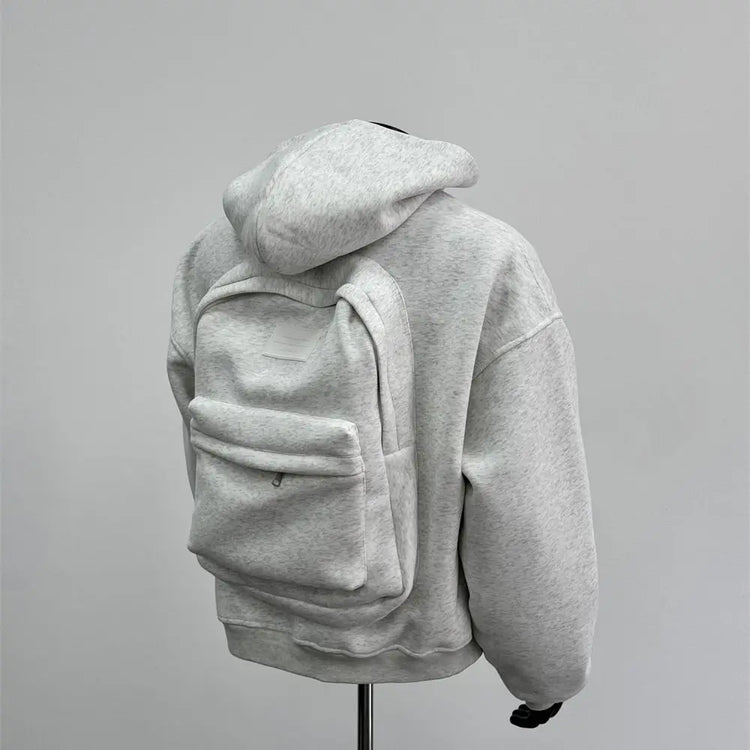 Hoodie Backpack Integrated Travel Compartment Full-Zip Hoodie-Keep Melbourne Marvellous Official Store