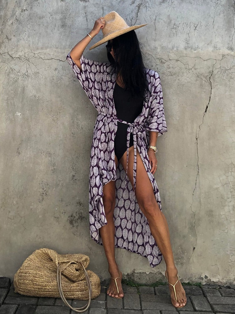 Beach Wrap Bikini Swimwear Cover Up Kimono-Style Resort Wear Sarong