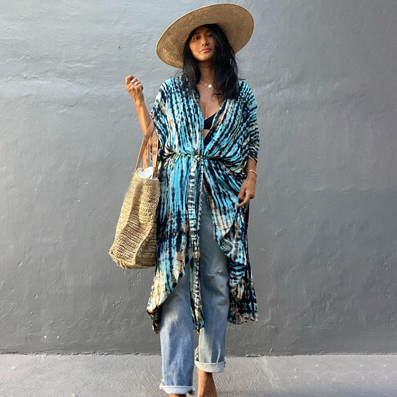 Beach Wrap Bikini Swimwear Cover Up Kimono-Style Resort Wear Sarong