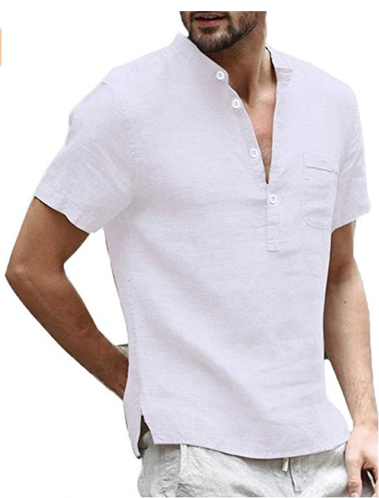 Cotton Linen Shirt Men's Stylish Cool Casual Loose-Fitting Top