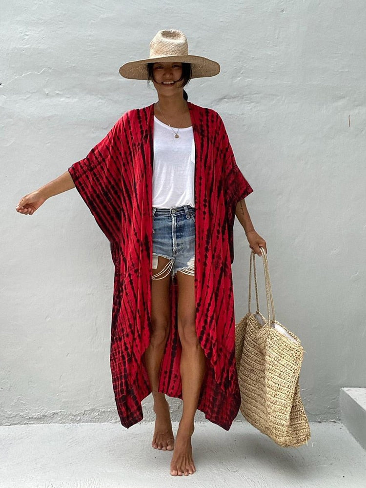 Beach Cover Up Kimono-Style Swimsuit Wrap Resort Wear Bikini Cape