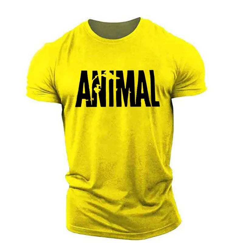 Animal Letters T-shirt Short Sleeve O-Neck Sportswear Funny Tee Oversize Plus Sizes