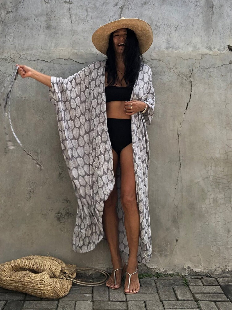 Beach Cover Up Kimono-Style Swimsuit Wrap Resort Wear Bikini Cape