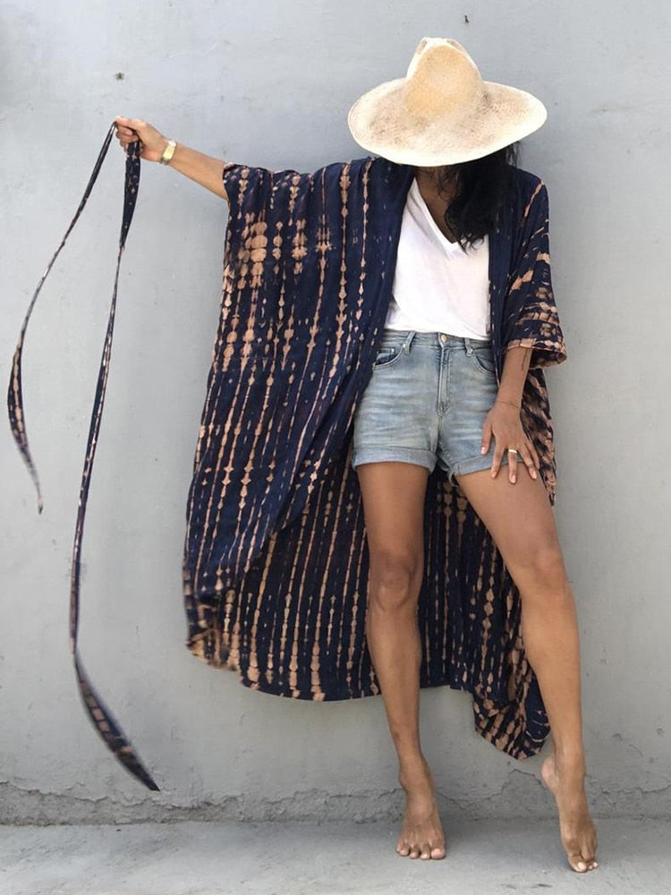 Beach Cover Up Kimono-Style Swimsuit Wrap Resort Wear Bikini Cape