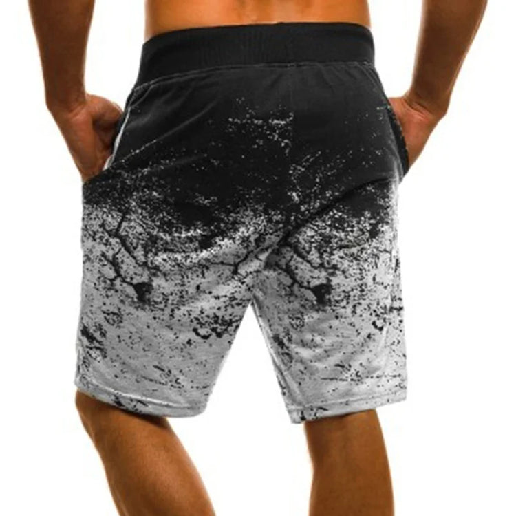 Fashion Casual Board Shorts Gradient Printed Summer Joggers With Drawstring